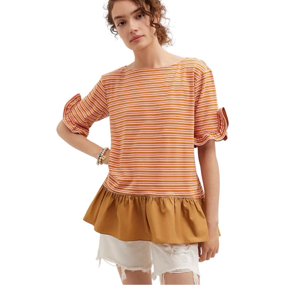 Maeve Anthropologie Ruffled Peplum Top